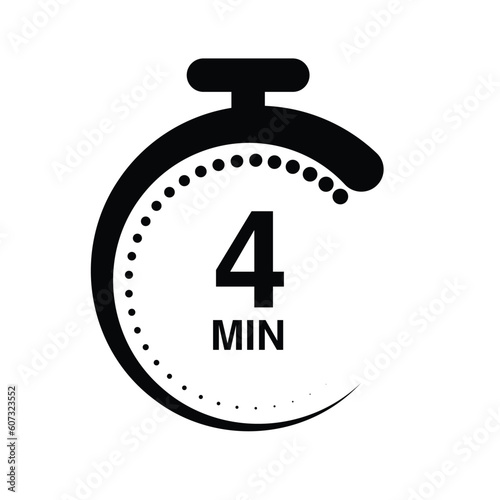 4 minutes timer stopwatch vector illustration isolated on white background.