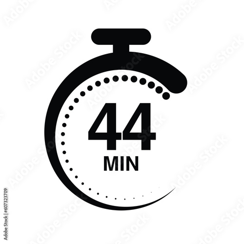 44 minutes timer stopwatch vector illustration isolated on white background.