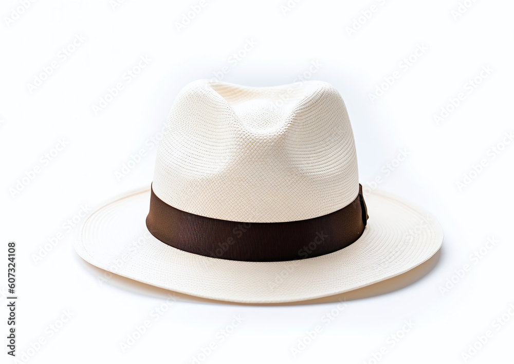Vintage straw hat for women and man fashion on summer isolated on withe background with clipping path. generative ai