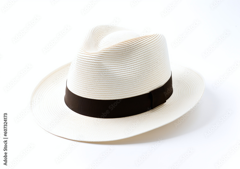 Vintage straw hat for women and man fashion on summer isolated on withe background with clipping path. generative ai