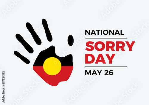Australian National Sorry Day vector illustration. Australian aboriginal flag handprint icon vector. May 26 every year. Important day