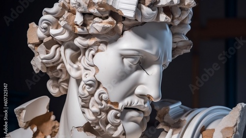 Broken ancient greek statue head Generative AI