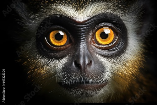 close up of a black faced monkey photo