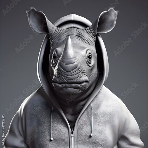 "Unstoppable Force: The Hooded Rhino" | Creative Concept Design | Generative AI Artwork