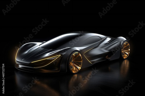 Futuristic Electric Future Concept Car Design on Black Background Generative AI