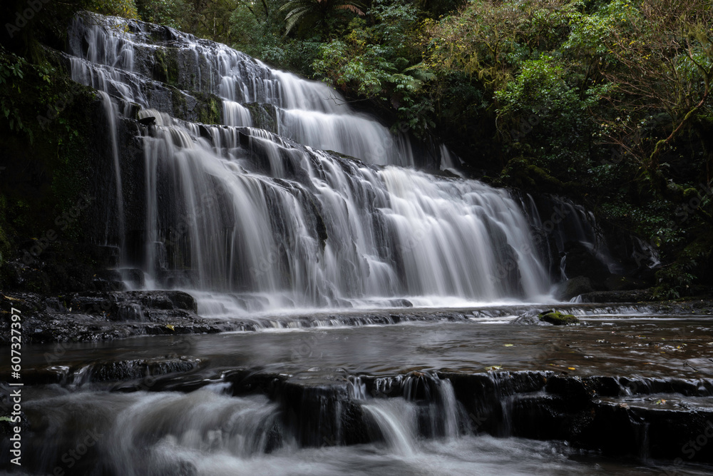 New Zealand waterfall in a forest