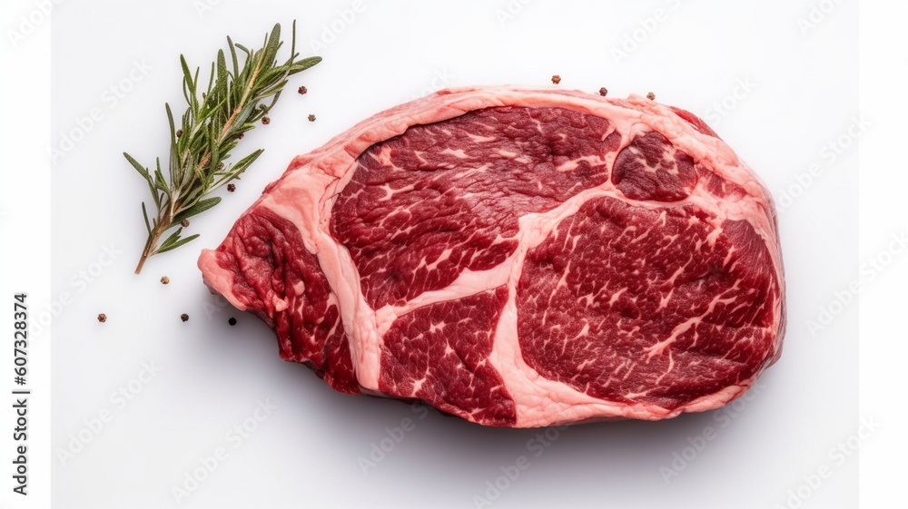 A rib eye steak of marbled grain-fed beef Generative AI