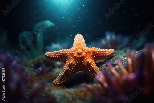 Enchanting Starfish Laid in the Underwater Ocean Bed
