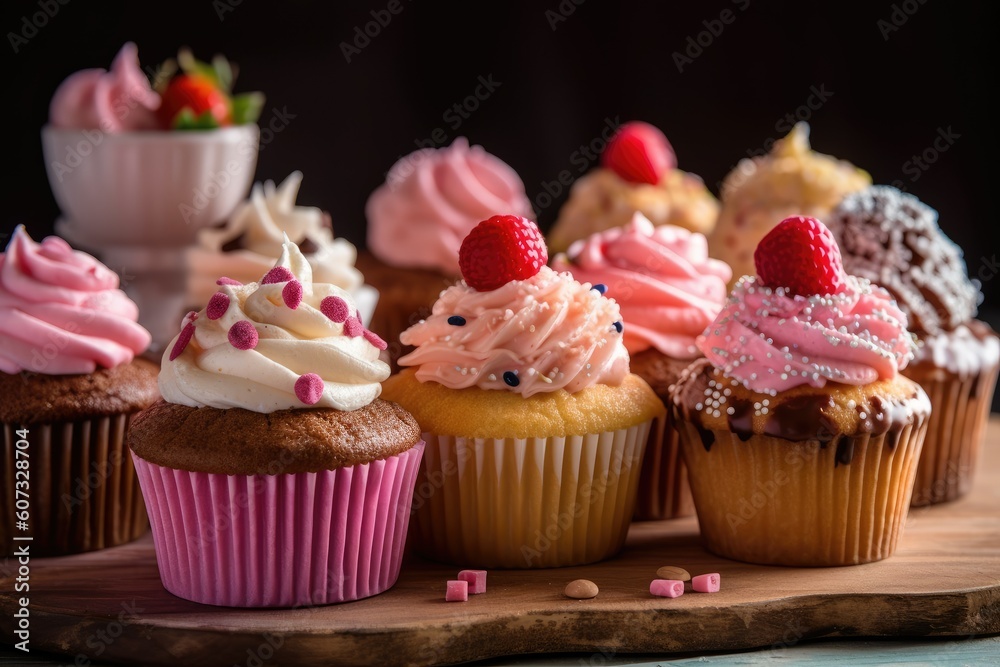 Tempting Display of Diverse and Delicious Cupcake Creations