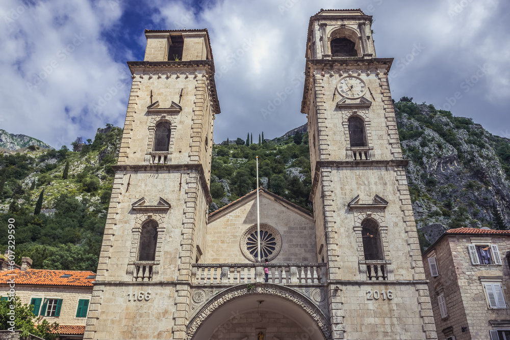 Cathedral of St Tryphon in historic part of Kotor city, Montenegro