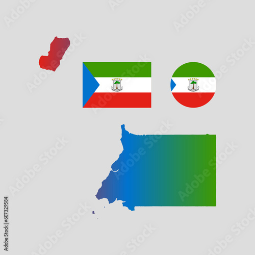 Equatorial Guinea national flag and vectors set....