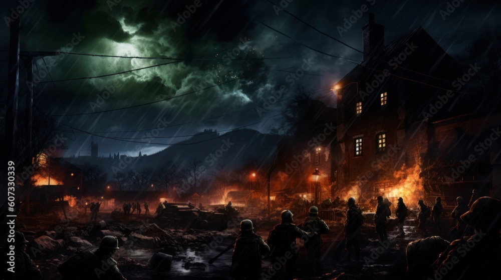 Military Game Artwork at Night Military Game Artwork at Night