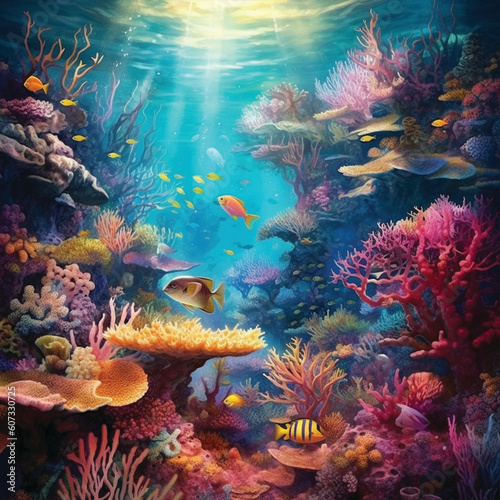 coral reef with fish © wai