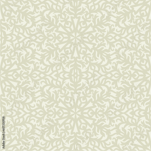 Seamless pattern with beige ornament. Background, texture with floral motif, abstract interweaving of flowers, leaves. Template for fabrics, wallpaper, textiles, clothes, pillow, bed linen, tile, wrap