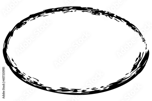 vector simple oval frame from black crayon, at white background
