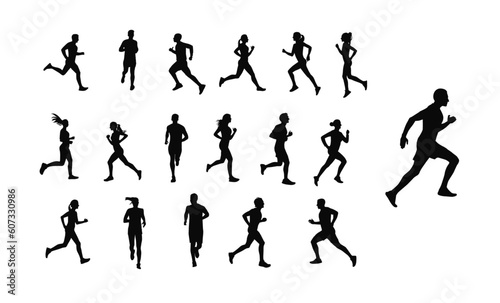 People running silhouette