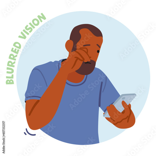 Male Character Experience Vision Impairment Caused By Diabetes, Resulting In Blurry Sight, Due To Damage Blood Vessels