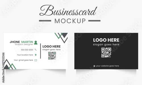 
Modern and creative  visiting card template, corporate business card layout. simple clean vector design.  Clean Business Card Template For company Corporate Style green and Black Colors.
