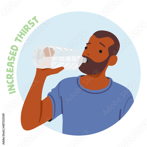 Symptom Of Diabetes, Excessive Thirst, Condition Known As Polydipsia, African-American Male Character Experience Thirst