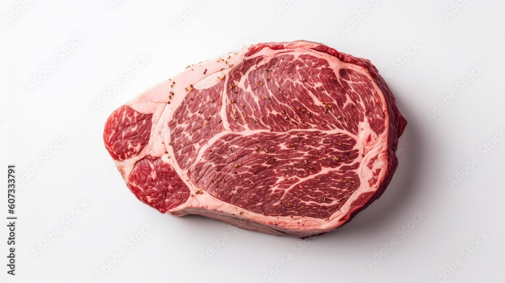 A rib eye steak of marbled grain-fed beef Generative AI