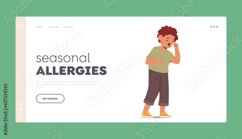 Seasonal Allergies Landing Page Template. Symptoms Of A Child's Respiratory Illness, Marked By Abrupt Expulsions Of Air
