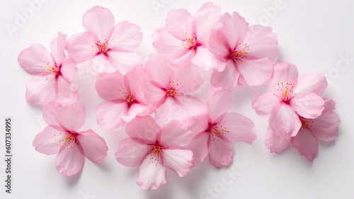 group of delicate pink cherry flower petals Generative AI
