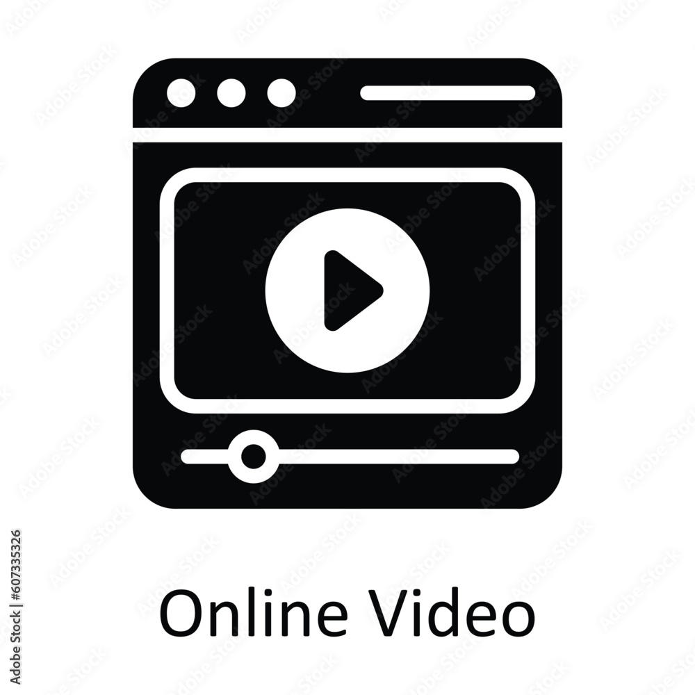 Online Video Vector Solid Icon Design illustration. Seo and web Symbol on White background EPS 10 File Online Video Vector Solid Icon Design illustration. Seo and web Symbol on White background EPS 10 File