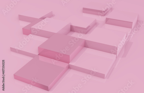 Pink color background with lots of cube squares beautiful 3D rendering animation
