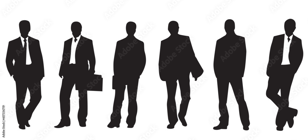business man vector silhouette black and white.