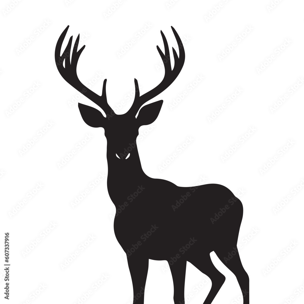This is a Deer vector Silhouette, Deer silhouette vector, deer black and white vector This is a Deer vector Silhouette, Deer silhouette vector, deer black and white vector