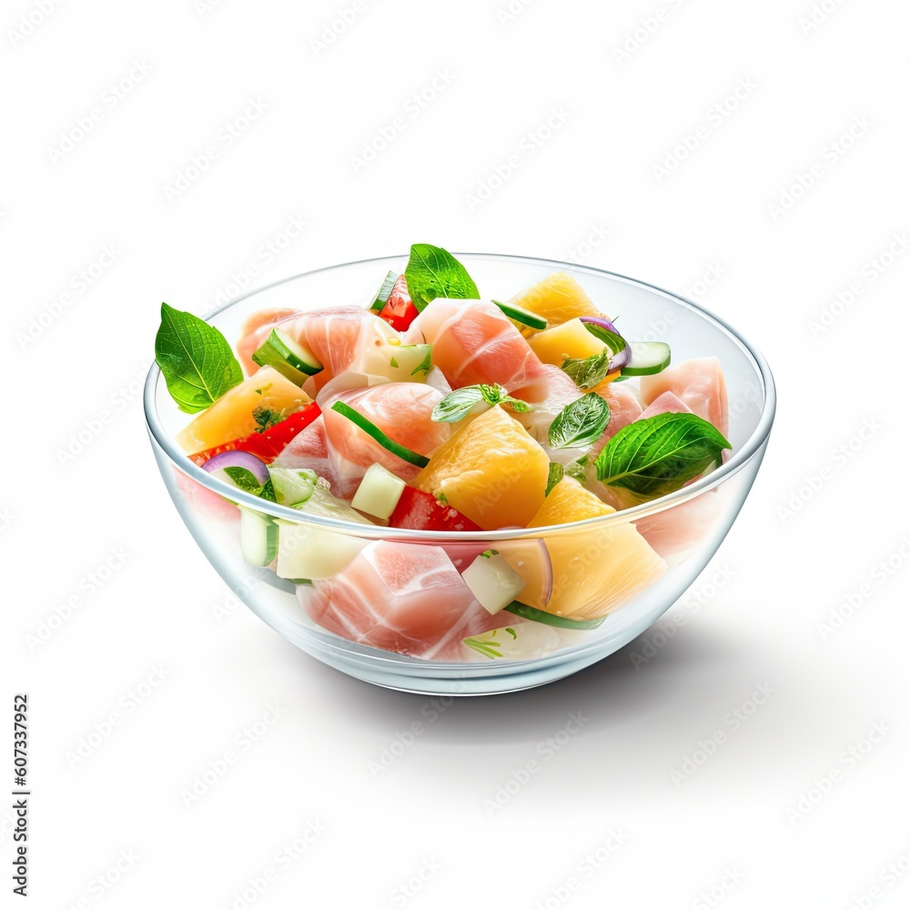 Ceviche delicious food isolated on white background. Generative AI Ceviche delicious food isolated on white background. Generative AI