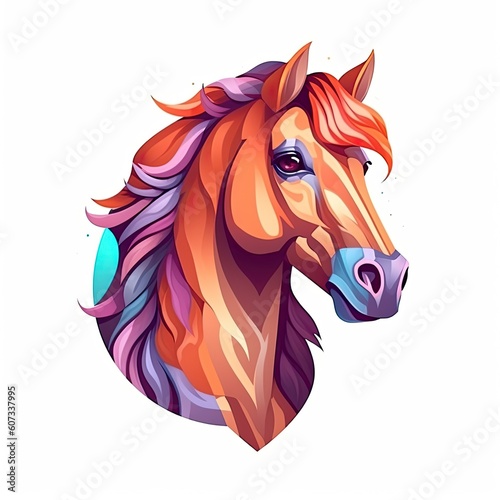 Horse cute character illustration. Generative AI