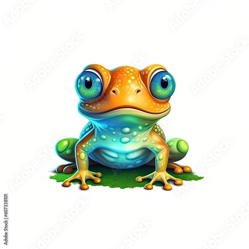 Frog cute character illustration. Generative AI