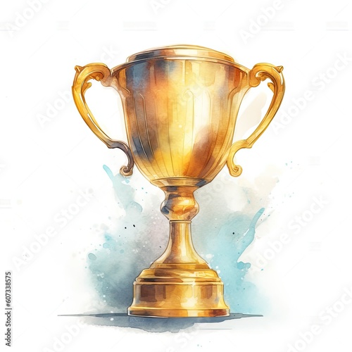 Golden champion cup isolated on white background. Generative AI