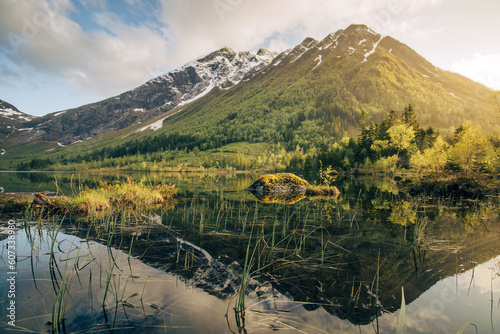 landscape with lake and mountains