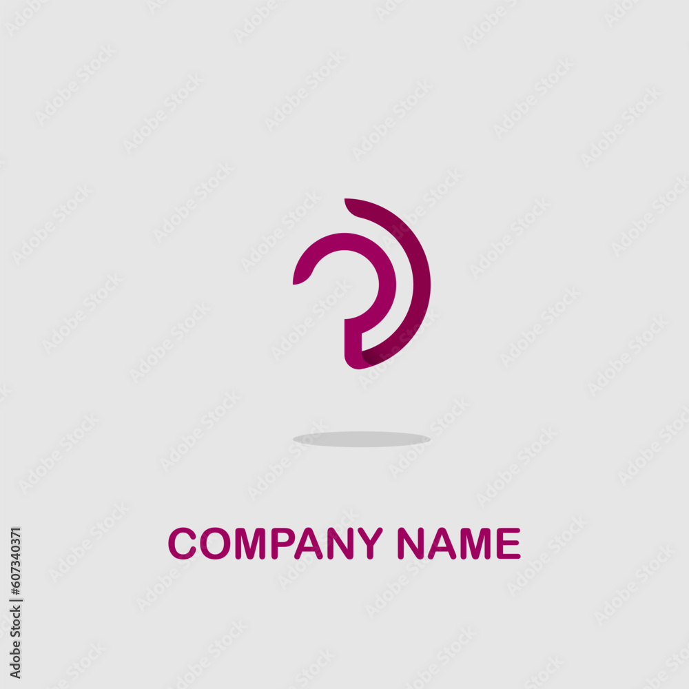 Naklejka premium Minimalistic logo icon design and company name isolated on a gray background