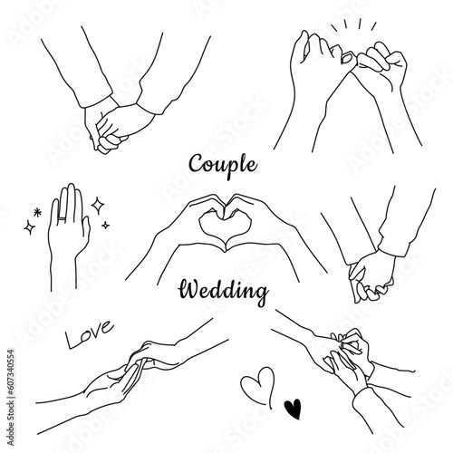 カップル、ウェディングに使える手のセット