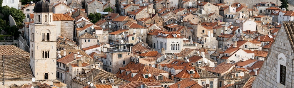 Panoramic view on the old town with the Franciscan church on Dubrovnik in Croatia