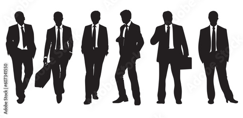 This is a business man set of group silhouette. businessmen vector silhouette.
