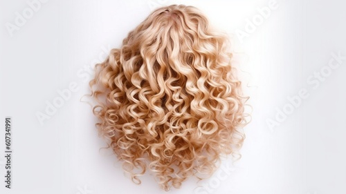 Curly blonde hair isolated on white background Generative AI