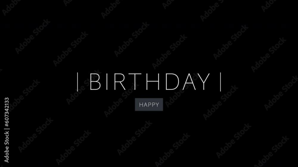 Happy Birthday text on fashion black gradient, motion holidays and promo style background