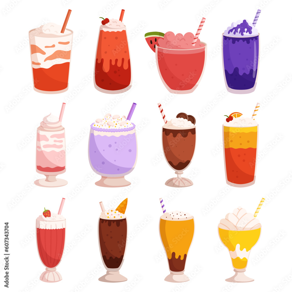 Delightful Set Of Milkshakes, Perfect For Indulging In Creamy Goodness. Bursting With Flavors Like Chocolate, Strawberry Delightful Set Of Milkshakes, Perfect For Indulging In Creamy Goodness. Bursting With Flavors Like Chocolate, Strawberry