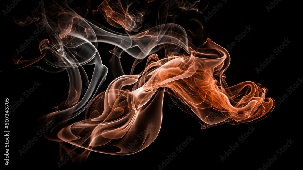 Smoke isolated on black background Generative AI