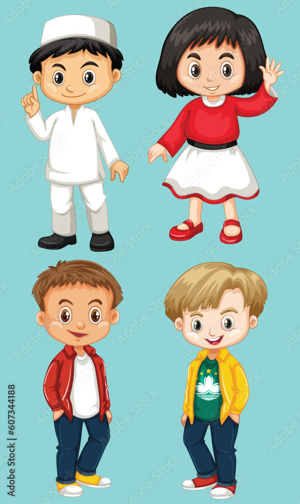 Set of happy children doing different things by the greatest graphics Set of happy children doing different things by the greatest graphics