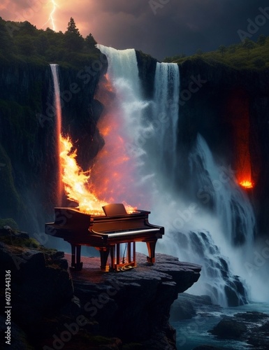 Wallpaper Mural A piano on fire in the waterfall Torontodigital.ca