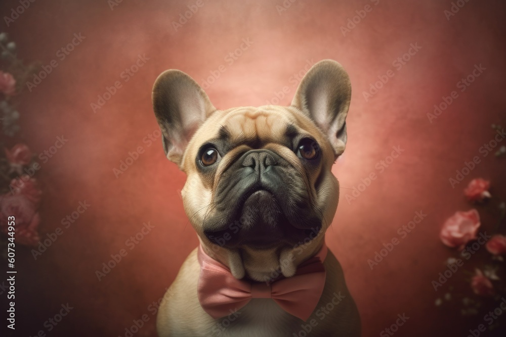 Portret of cute French bulldog. Generative ai image