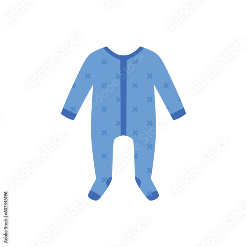 Blue bodysuit for babies, cartoon flat vector illustration isolated on white background.
