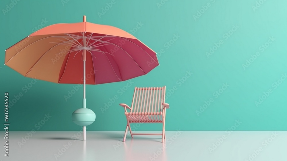 beach chair with umbrella Generative AI