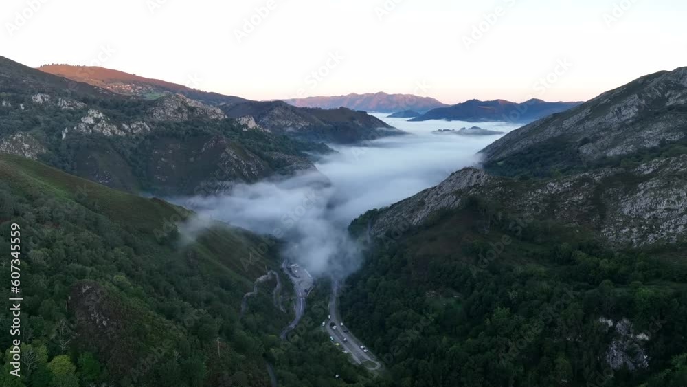Aerial video of Mirador de Los Canónigos, Asturias, Spain. Aerial video of Mirador de Los Canónigos, Asturias, Spain.