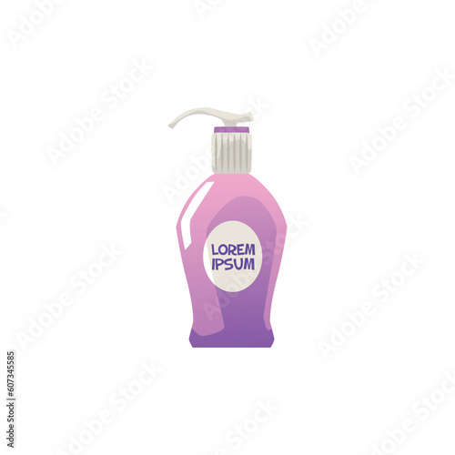 Body lotion or liquid soap bottle flat vector illustration isolated on white.